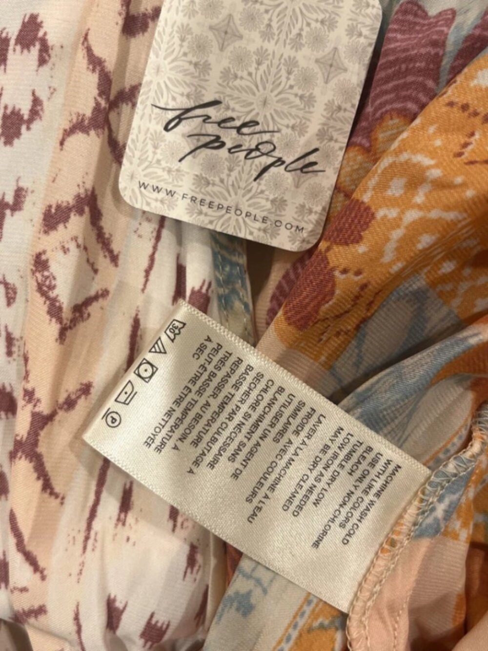 Free People Tied To You Floral Surplice Boho Tank Top – Tropical Combo Sz S - Picture 5 of 6